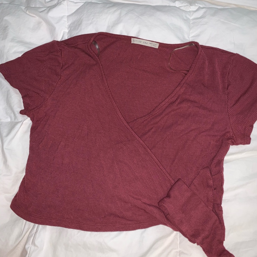 Maroon/Pink/Red wrap crop top